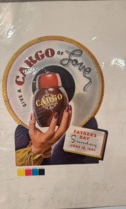 lot 101 image: 1946 Fathers Day Cargo Rum Advertising Poster 14 x 17