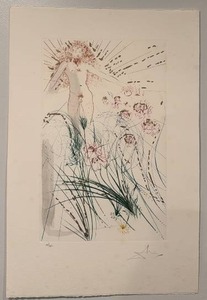 lot 111 image: Salvador Dali Signed Limited Edition Etching Nude with Flowers 15 x 22.5