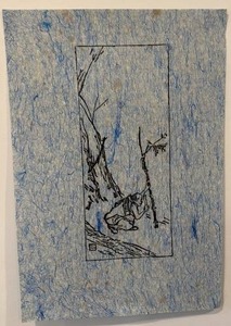 lot 147 image: Ink Drawing on Handmade Blue Paper 15x22