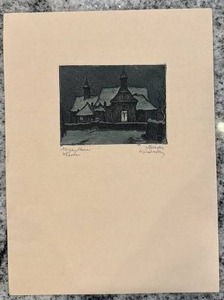 lot 156 image: Lot of 5 Vintage Architectural Etchings Signed by Artist