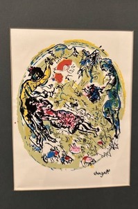 lot 165 image: Marc Chagall Style Color Art Print 11 x 9 with Mat