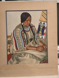 lot 171 image: Winold Reiss Native American Portrait Print 14x11 Great Northern Ry Art