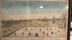 lot 181 image: Antique Framed Hand-Colored Engraving Vue de Varsovie 18x11.5