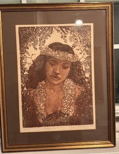 lot 186 image: Framed Signed Print by Doug West Sylvia Lei 1978