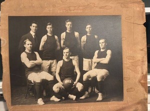 lot 189 image: 1911 Winthrop Lewis College Basketball Team Photo with Original Mat