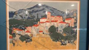 lot 191 image: Bordenave Signed Framed Village Landscape Print with Certificate of Authenticity
