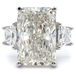 lot 1 image: 13 Carat Diamond Radiant & Trapezoid Three-Stone Ring in 14k White Gold w Report $28,450 Retail VIDEO