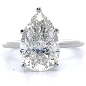 lot 2 image: 4.24 Carat Diamond Pear Solitaire Ring in 14k White Gold $5,750 Retail VIDEO