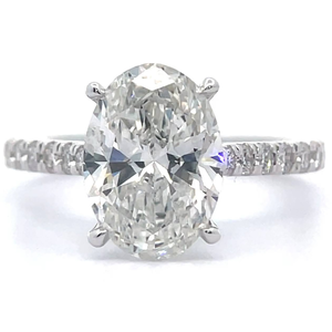 lot 4 image: 3.18 Carat Oval Diamond Pav Ring in 14k White Gold w Report $4,995 Retail VIDEO