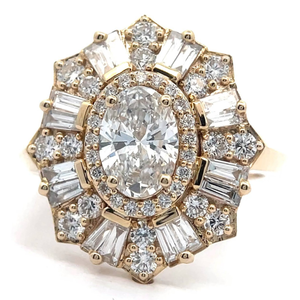 lot 6 image: 2.60 Carat Diamond Flower Cluster Vintage Style Ring in 14k Yellow Gold Retail $4,995 VIDEO