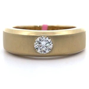 lot 9 image: Mens 0.50 Carat Diamond Flush Set Solitaire Beveled Band in 10k Yellow Gold $2,495 Retail VIDEO