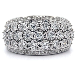 lot 21 image: NEW 1 Carat Diamond Pav Multi-Row Tapered Ring VIDEO