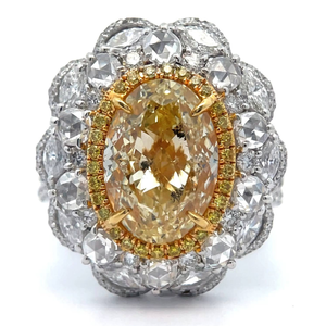 lot 1008 image: NEW XL 8.79 Carat Natural Fancy Yellow Diamond & Natural White Diamond Convertible Pendant to Ring in 18k Two-Tone Gold w Report & GIA Laser Inscription VIDEO