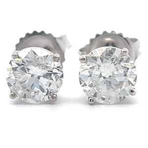lot 1009 image: Classic 2.02 Carat Natural Diamond Solitaire Stud Earrings in 14k White Gold w Report VIDEO