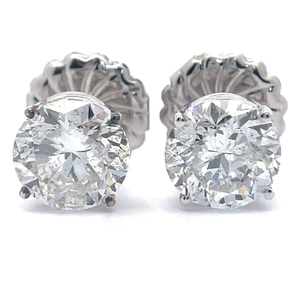 lot 1010 image: NEW Round 4.05 Carat Natural Diamond Solitaire Stud Earrings in 14k White Gold w Report VIDEO