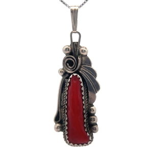 lot 43 image: Coral Inlay Rustic Finish Elongated Pendant
