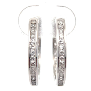 lot 38 image: NEW 0.50 Carat Diamond Inside-Out Channel Hoop Earrings VIDEO
