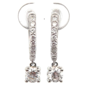lot 37 image: NEW 1 Carat Diamond Huggie Hoop Dangle Earrings Retail $595 VIDEO