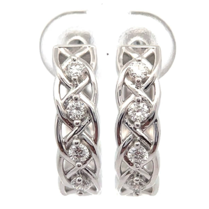 lot 34 image: NEW 0.25 Carat Diamond Basket Weave Hoop Earrings VIDEO