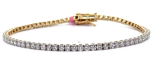 lot 8 image: Classic 3 Carat Diamond Tennis Bracelet in 14k Yellow Gold $3,250 Retail VIDEO