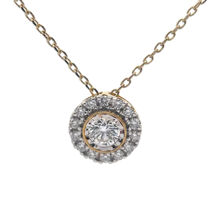 lot 39 image: NEW 0.50 Carat Diamond Halo Pendant Necklace VIDEO
