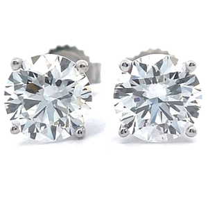 lot 13 image: 2 Carat Diamond Round Solitaire Stud Earrings in 14k White Gold w Report $1,995 Retail VIDEO