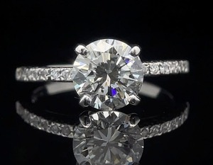 lot 11B image: Timeless 1.87 Carat Natural Diamond Round Solitaire Pav Estate Ring in Platinum w Report $4,350 Retail VIDEO