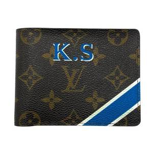 lot 22B image: Limited Edition Louis Vuitton Monogram Pocket Organizer with Blue Custom Initials Pre-Owned Retail $950