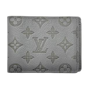 lot 22A image: Louis Vuitton Monogram Shadow Wallet in Gray Leather Pre-Owned Retail $1,100