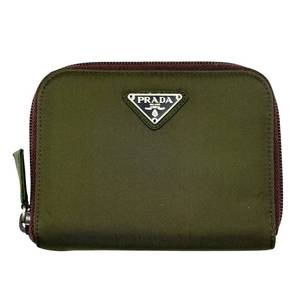 lot 32B image: Prada Olive Green Tessuto Nylon Zip Wallet Pre-Owned Retail $850