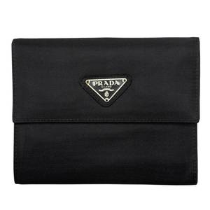 lot 22E image: Prada Black Tessuto Nylon Wallet Pre-Owned Retail $750