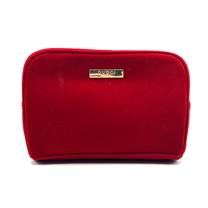 lot 1019 image: Gucci Red Velvet Cosmetic Pouch Pre-Owned Retail $650