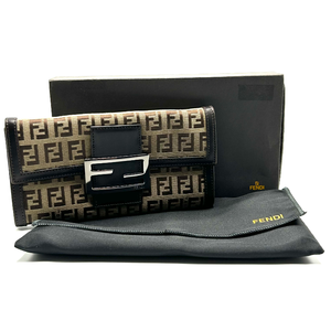 lot 1021 image: Fendi Zucca Canvas Baguette Continental Wallet  Original Box Pre-Owned Retail $895