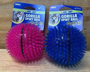 lot 46 image: Petsport Assorted TPR Gorilla Spiky Ball Ball Dog Toy Large 1 pk lot of 2