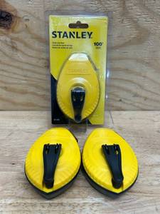lot 152 image: Stanley 4 oz Yellow Chalk Line Reel 100 ft. (Lot of 3)