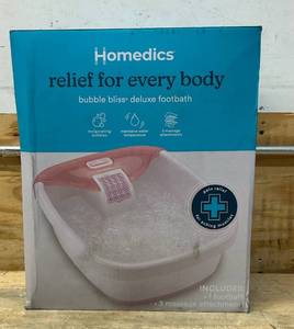 lot 207 image: Homedics Bubble Bliss Deluxe Foot Spa Invigorating Bubble Action Relaxes and Soothes Tired Feet- Pink