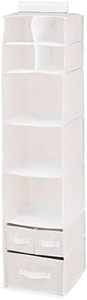 lot 220 image: mDesign Fabric Hanging Organizer - Over Closet Rod Storage - 7 Shelves3 Removable Drawers for Baby Nursery Bedroom Organization, Hold Clothes, Linens, Toys, Accessories, Jane Collection, (stock photo not accurate color)