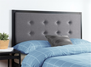 lot 170 image: Zinus Jake Upholstered Nailhead Rectangular Headboard In Light Grey, Queen Gray