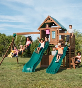 lot 2 image: Swing-N-Slide Wooden Outdoor Playset with Slides and Swings