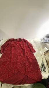 lot 30 image: Red Lace Overlay Dress with 34 Sleeves 4XL