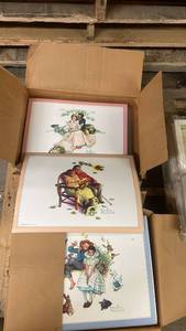 lot 43 image: Collection of Approximately 200 Norman Rockwell Laminated Art Prints