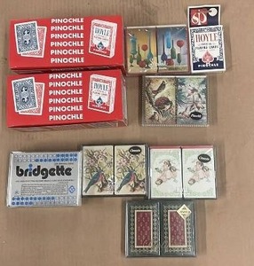 lot 57 image: Collection of Pinochle, Canasta, and Bridge Playing Card Decks