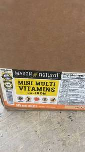 lot 109 image: Box of Mason Natural Mini Multi Vitamins with Iron, 365 Mini-Tablets Per Bottle