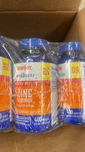 lot 110 image: Case of 36 Meijer Zinc Gluconate Dietary Supplement 400 Caplets Each