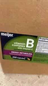 lot 111 image: Box of Meijer Vitamin Complex B with Vitamin C Dietary Supplement, 250 Capsules
