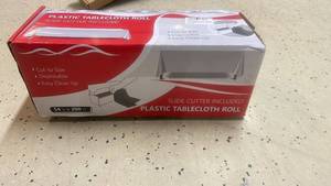 lot 140 image: Plastic Tablecloth Roll 54 in x 200 ft with Slide Cutter