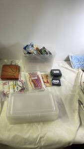 lot 150 image: Party Decorations and Accessories Collection with Plastic Bins