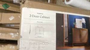 lot 164 image: Threshold Warwick 2-Door Cabinet with Brown Finish