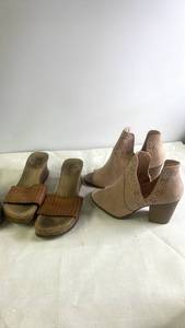 lot 196 image: Set of 3 Womens Shoes Sandals and Heeled Booties Size 6.5