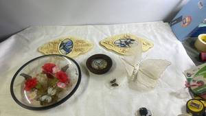 lot 206 image: Butterfly and Floral Wall Decor Collection with Stained Glass and Framed Displays